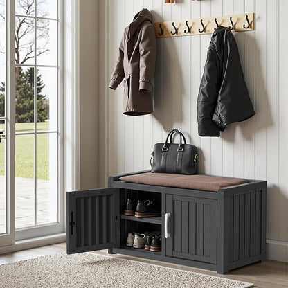 ROJIK Shoe Cabinet Storage Bench Indoor Outdoor, Waterproof UV-Resistant Resin - Image 4