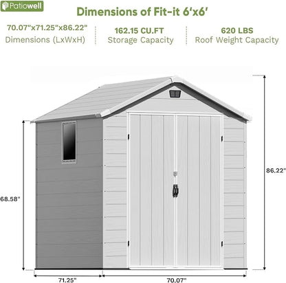 Patiowell 6X6 FT Plastic Outdoor Storage Shed - Image 6