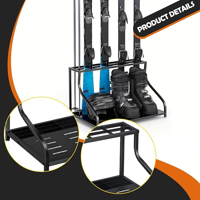 Ski Storage Rack for Garage Ski Equipment Accessories Organizer Practical - Image 2