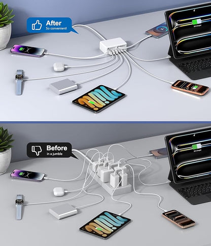 Upgraded 8-in-1 Retractable USB C Charger Block, 120W GaN Multi Charging - Image 4