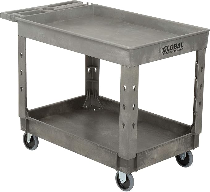 Global Industrial Plastic 2 Tray Shelf Service & Utility Cart, 44” x 25-1/2” by GlobalIndustrial
