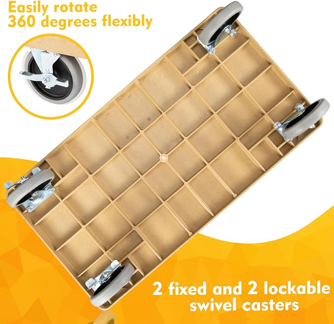 ELAFROS Heavy Duty Plastic Utility Cart 34 x 17 Inch - Image 3