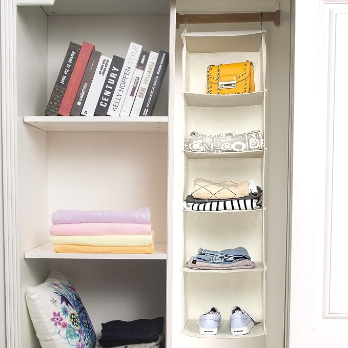 BrilliantJo 5 Shelves Hanging Closet Organizer, 2 Pack Hanging Storage - Image 4