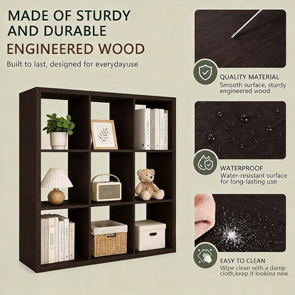 CTESNE【Wooden Thick Frame 9 Cube Storage Organizer Shelf - Image 4