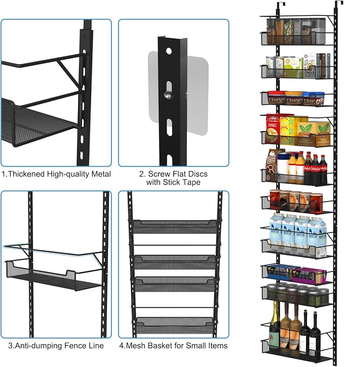 Over the Door Pantry Organizer, 10-Tier Over the Door Organizer - Image 5