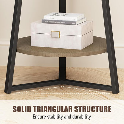 Gadroad Round End Table with Storage Shelf, 2 Tier Farmhouse Side Table - Image 6
