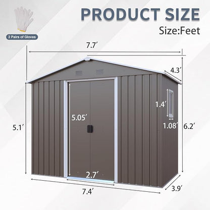 Outdoor Metal Storage Shed Window Ventilation Foundation Frame Waterproof - Image 5