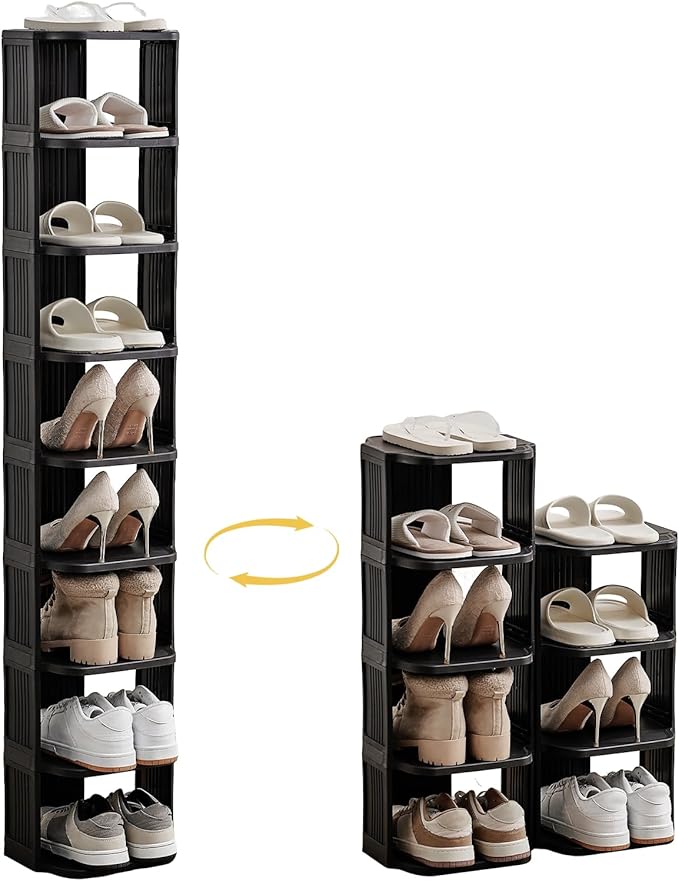 UFORU Vertical Shoe Rack, 9-Tier Plastic Stackable Storage Shelf by UFORU