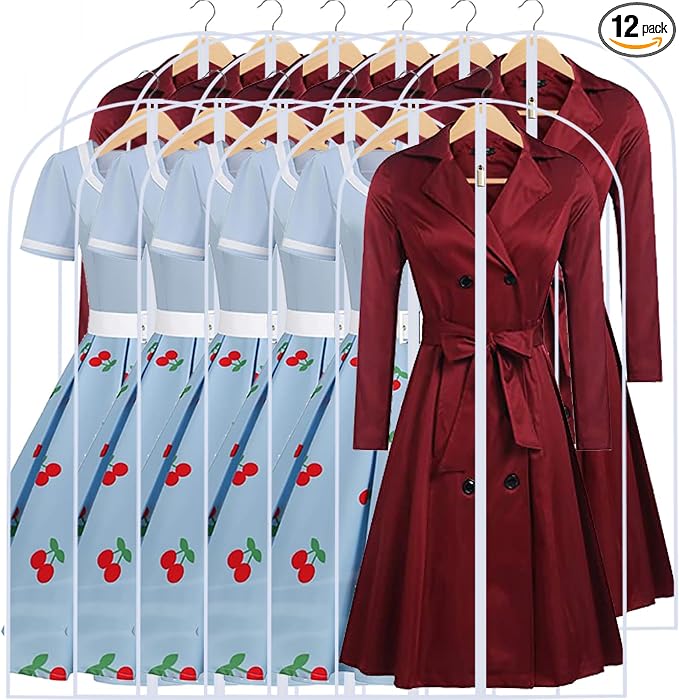 Garment Bags for Hanging Clothes 24'' x 48'' Coat Covers for Closet Foldable by UOUEHRA