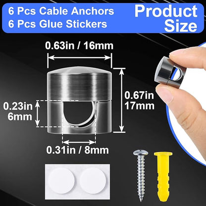 6 Sets Charger Holders for Cords, Adhesive Metal Cord Clips, Cable Management - Image 2