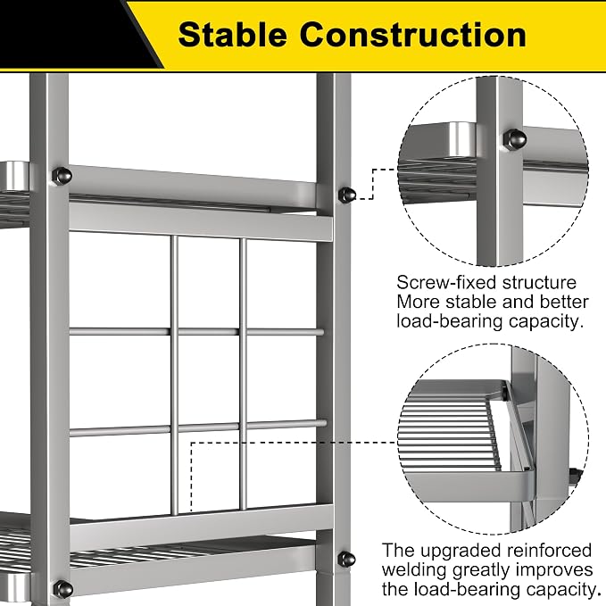 GIOTORENT 6-Wire Standing Storage Shelf, Metal Shelving Unit Pantry Rack - Image 7
