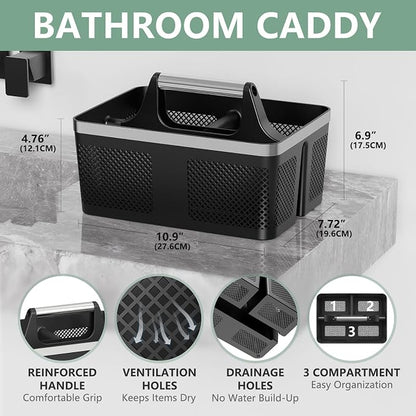 Black Shower Caddy Portable: Plastic Bathroom Caddy Organizer - Image 2