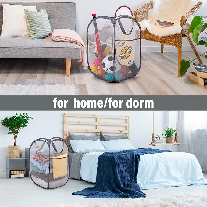 BATTOO 3 Pack Collapsible Laundry Basket Strong Mesh Pop Up Laundry Hamper - Image 6