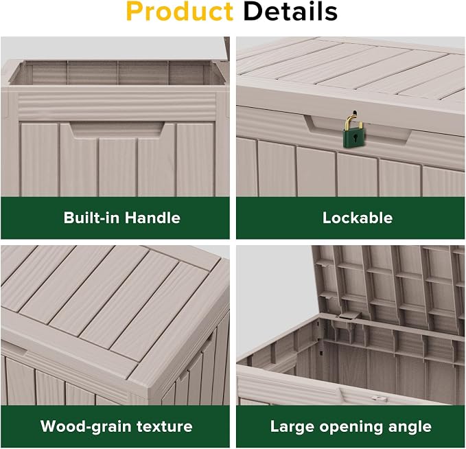 Vixzen 46 Gallon Deck Boxes Outdoor Waterproof, Lockable Storage Box - Image 3