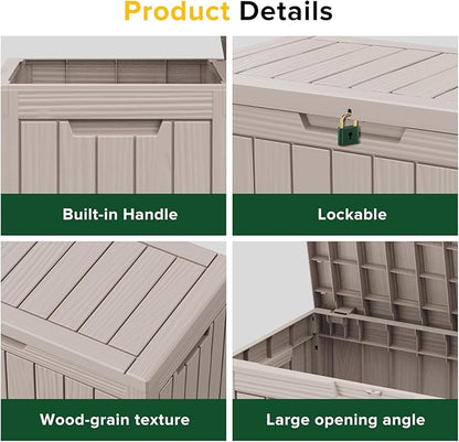 45 Gallon Outdoor Storage Box Waterproof Lockable Resin Deck Box Large - Image 4
