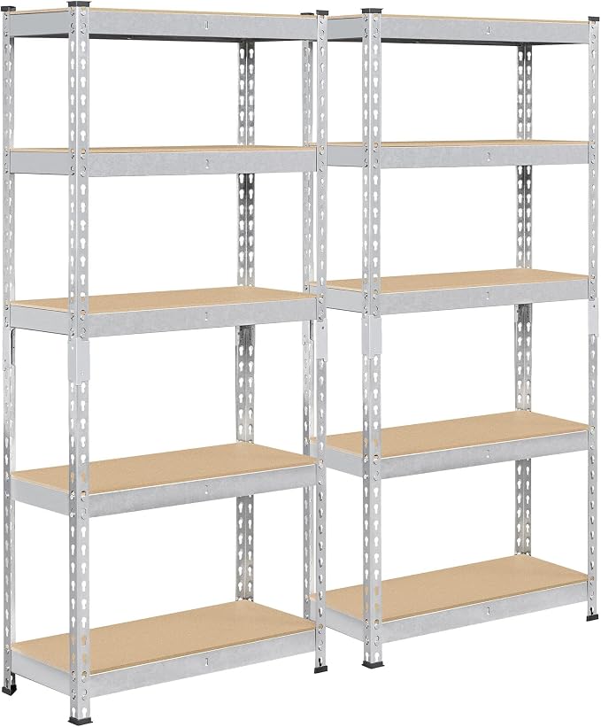 Topeakmart 2 PCS 5-Tier Utility Shelves, Metal Storage Shelves Garage Shelving by Topeakmart