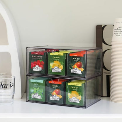 CLUQMEIK 2 Large Acrylic Tea Bag Organizer, 9 Grids Tea Organizers and Storage - Image 2