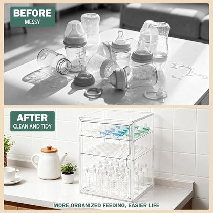 Baby Bottle Organizer, 3 Tiers Acrylic Bottle Storage Organizer Container - Image 3
