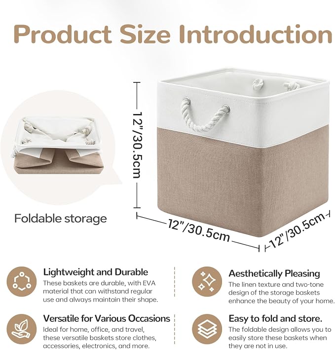 12x12 Inch Foldable Fabric Cube Storage Bins - Image 7