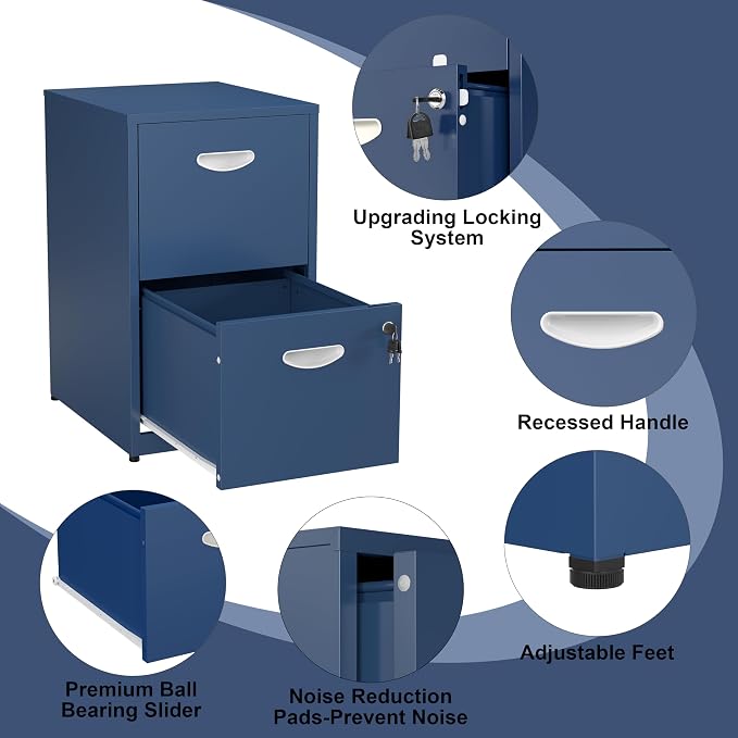 2 Drawer File Cabinet, Metal Two Drawer Vertical File Cabinets - Image 4