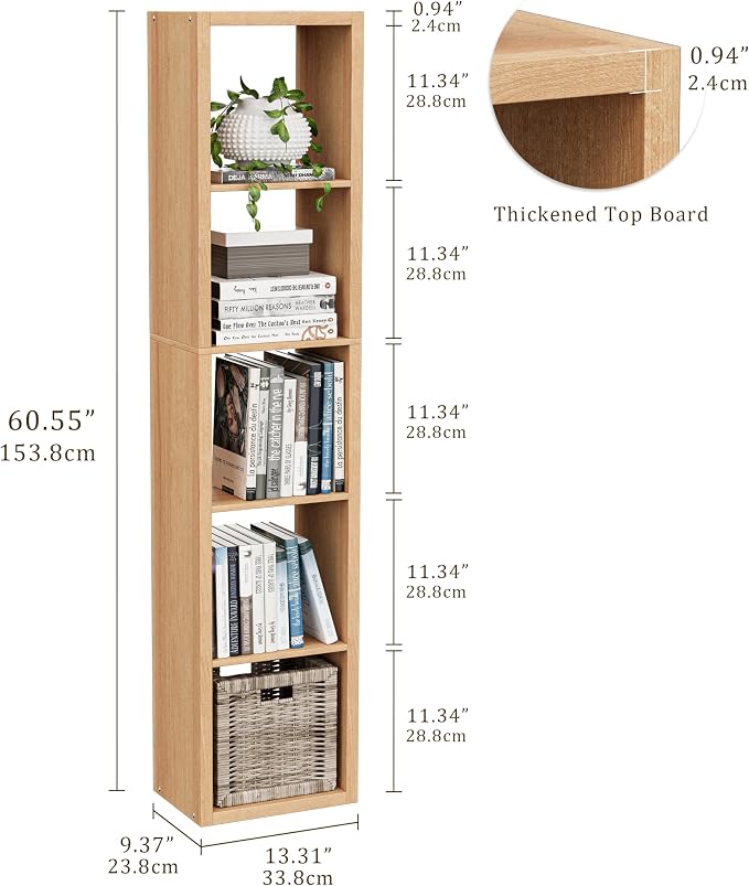 Tall Cube Storage Organizer Bookcase, 5 Tier 11 inch Open Back Cubical Shelf - Image 3