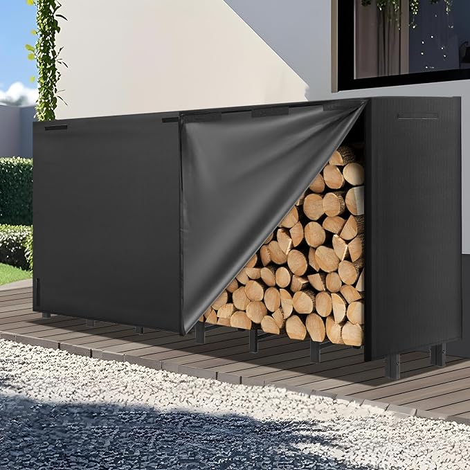 8FT Firewood Rack Outdoor with Cover, Heavy Duty Adjustable Firewood log by Kendane