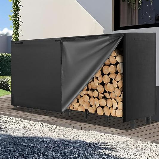 8FT Firewood Rack Outdoor with Cover, Heavy Duty Adjustable Firewood log by Kendane