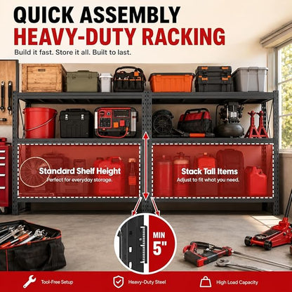 67" W Heavy Duty Garage Shelving, 6000 LBS Metal Storage Shelves - Image 8