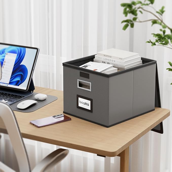 File Organizer Box with Lids, Collapsible File Folder Organizer | File Box with - Image 2