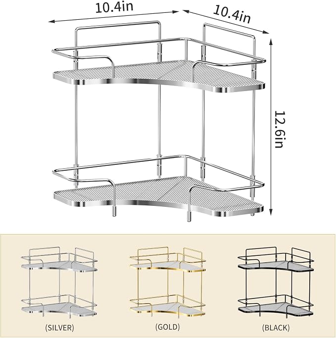 Seoneiro 2 Tier Corner Bathroom Counter Organizer, Cosmetic Skincare Organizer - Image 2