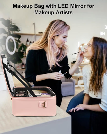 Relavel Makeup Bag with LED Mirror, 16.2 inches Large Makeup Case Travel - Image 7