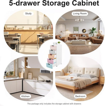 5 Drawers Stackable Storage Drawers Plastic Storage Drawers Collapsible Storage - Image 9