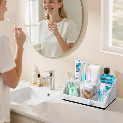 Marble Bathroom Countertop Organizer, Toothbrush Holders - Image 2