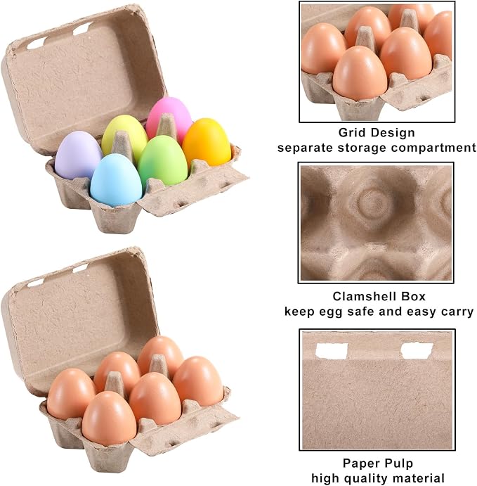 Half Dozen Egg Cartons 300 Pack, Blank Natural Pulp Box 6 Count - Image 3