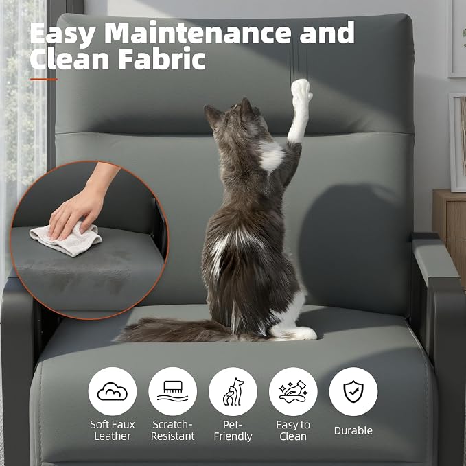 Upholstered Accent Sofa, Modern Faux Leather Chair - Image 5