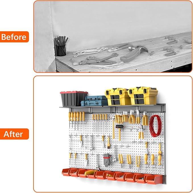 TORACK Metal Pegboard with Peg Board Hooks, Tools Storage Pegboard with - Image 6