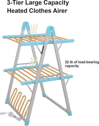 Electric Heated Clothes Drying Rack, Foldable Heated Garment Dryer - Image 3