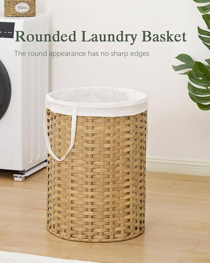 Laundry Basket Round Rattan Laundry Hamper 29.1 Gal Handwoven Large Wicker - Image 2