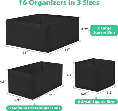 Drawer Clothes Organizer 16-Pack, Fabric Folding Wardrobe Organizer, Can Store - Image 2