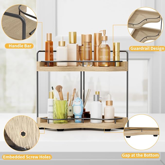 2-Tier Corner Bathroom Counter Organizer - Image 4