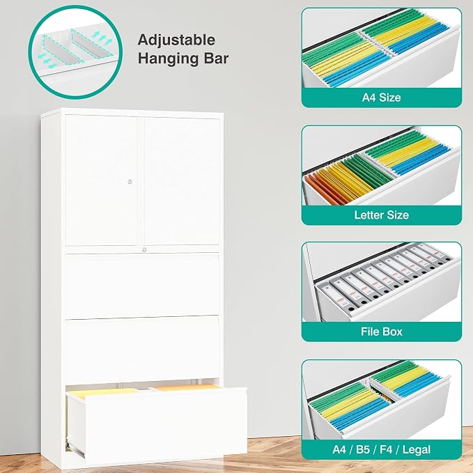 SISESOL 3 Drawer Lateral File Cabinet - Image 4
