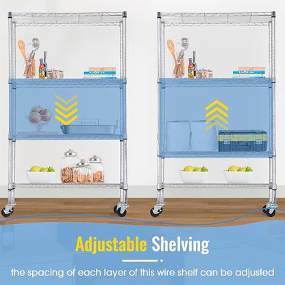 PayLessHere | 4-Tier Wire Shelf | 36"x14"x62" | Chrome | Adjustable Racks | - Image 8