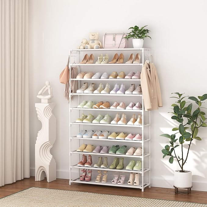 LANTEFUL 10 Tiers Shoe Rack 50 Pairs Large Capacity Tall Shoe Organizer Sturdy - Image 7