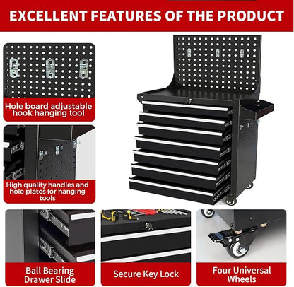Rolling Tool Chest with Wheels, 7 Drawers Tool Storage Cabinet, Portable Metal - Image 5