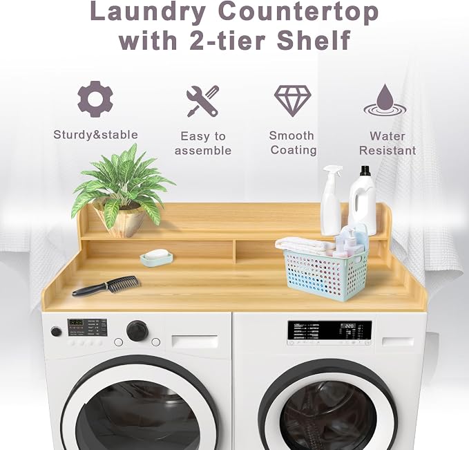 2-Tier Washer and Dryer Countertop Shelf, Laundry Room Storage & Organization - Image 4