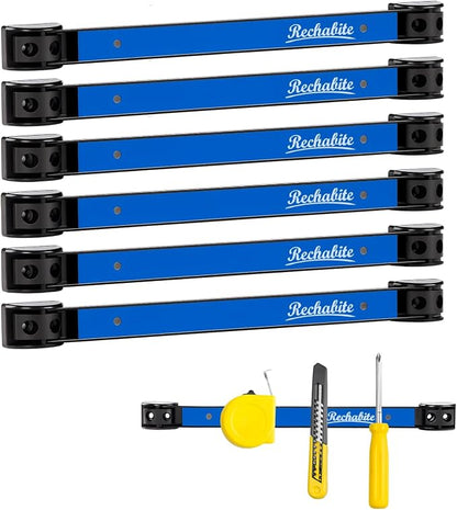 6 Pieces 12" Magnetic Tool Holder Strip, Metal Tool Organizer Rack by RechabiteMagneticTools