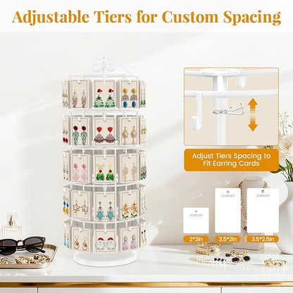EsLuker.ly Earring Holder Organizer Rotating Display Tree Stand, Adjustable - Image 2