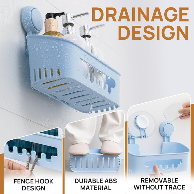 LEVERLOC Shower Caddy Suction Cup, Shower Organizer Removable Bathroom Shelf - Image 3