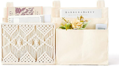 Mkono Bedside Caddy Hanging Organizer, Bunk Woven 7 Pockets Bed Storage Bag - Image 7