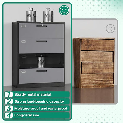 Letaya 4 Drawer Lateral Metal Filing Cabinet - Image 6